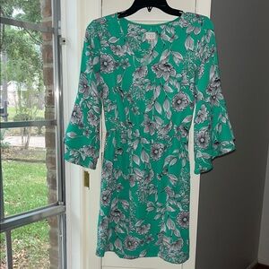4/$25 SALE TARGET XS A New Day Green Floral Bell Sleeve Mini Dress